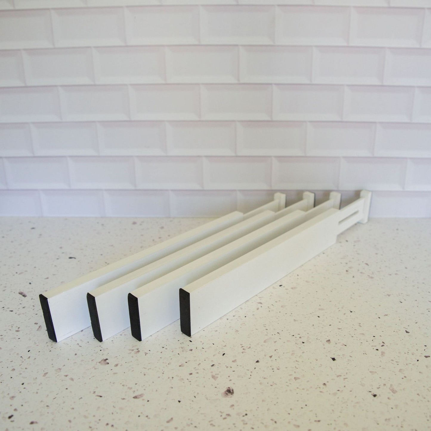 Bamboo Drawer Divider Set White